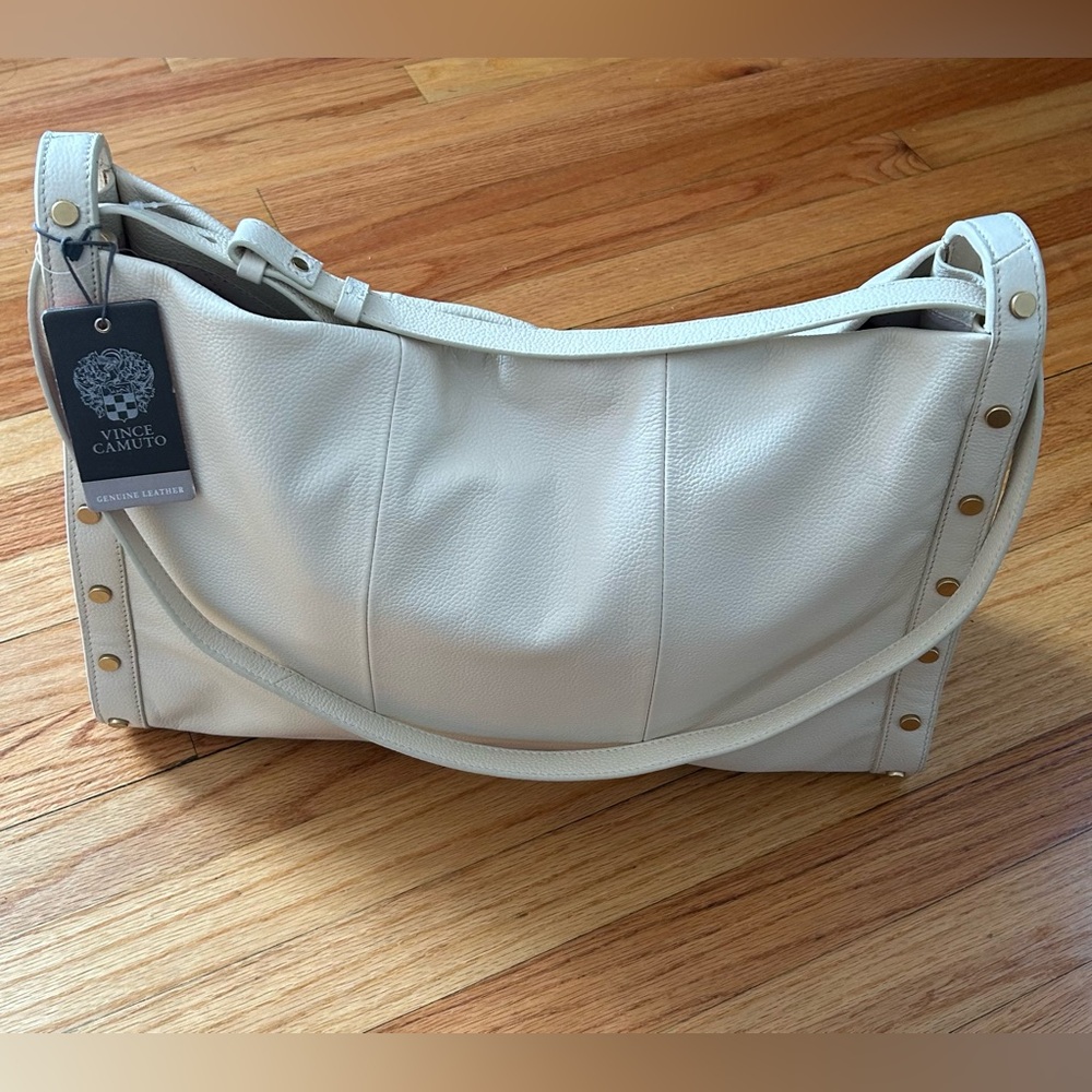 Vince Camuto Beige Leather Shoulder Bag - Picture 1 of 11